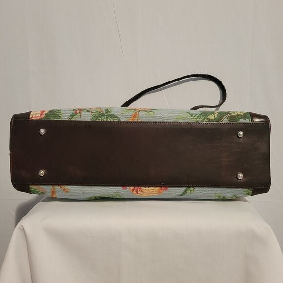 Brighton Audrey Tapestry Bag, brown leather trim multicolor floral shoulder bag - Picture 9 of 16
